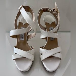 Jimmy Choo white patent leather sandals sz 38.5 (US sz 8) Good condition